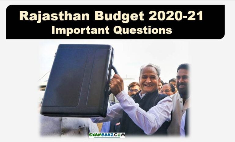 Rajasthan Budget 2020 Important Questions 