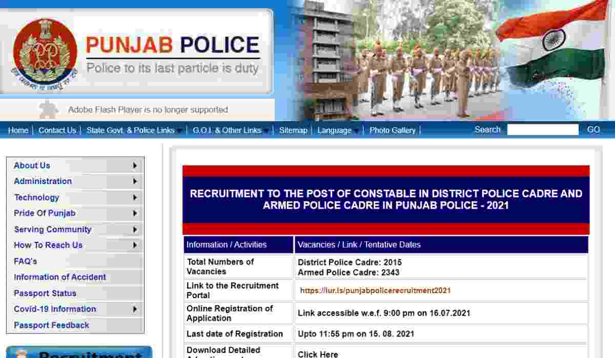 Panjab Police Constable Recruitment 2021