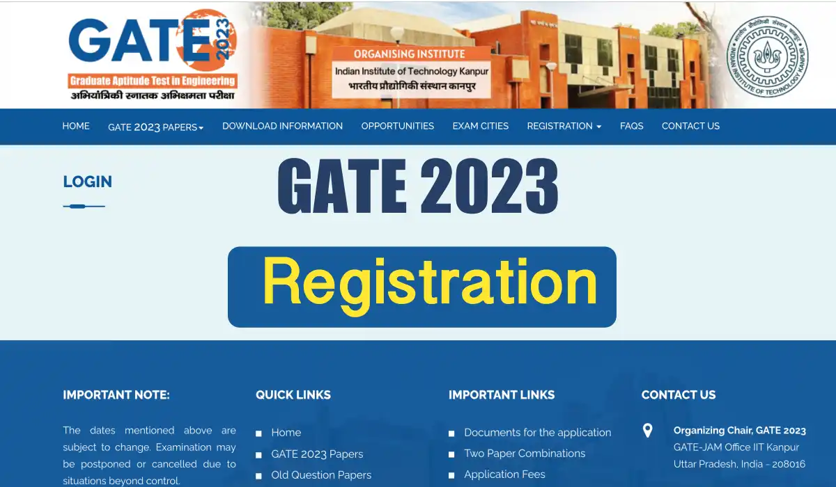 GATE 2023 registrations are scheduled to commence on August 30, 2022.